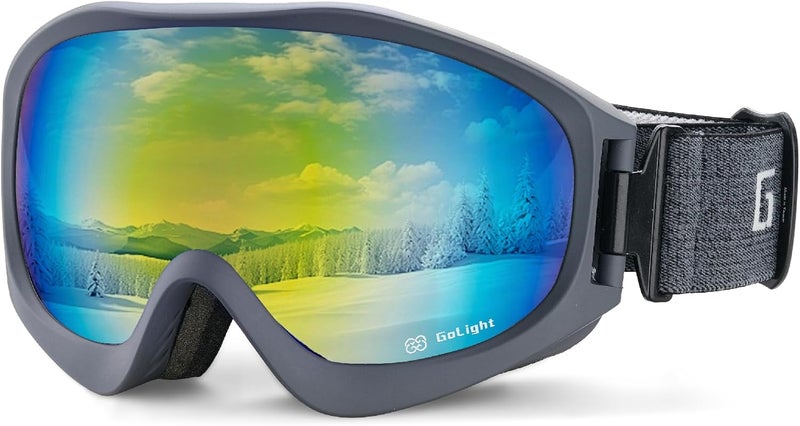 Golight Spherical Ski Goggles–Simple, Comfortable Snow Goggles with Anti-Fog Double REVO Lens, UV400 Protection & Secure Fit - Image 1